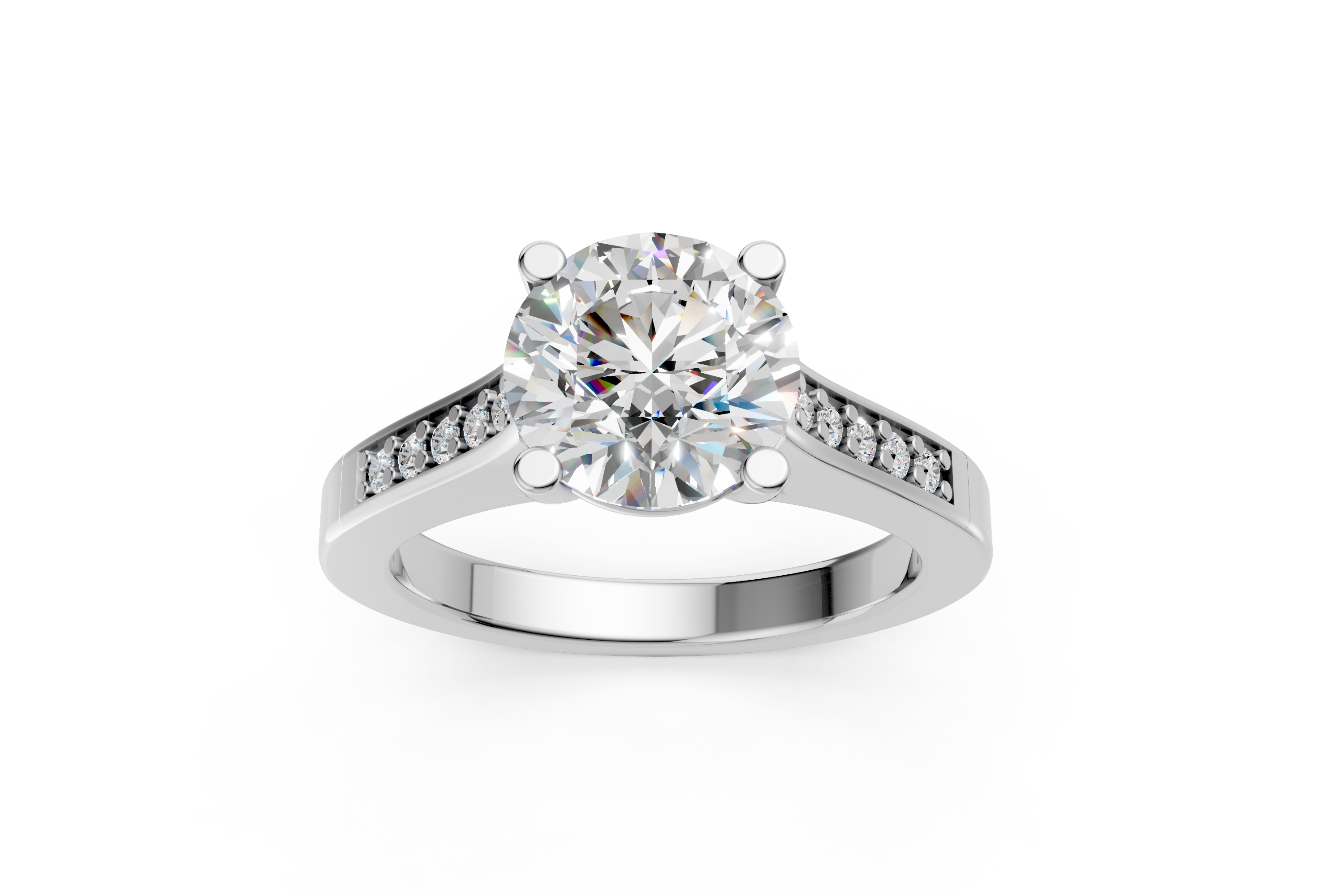 Elegant Platinum Oval and Half-Moon Three-Stone Ring (US Size 5)